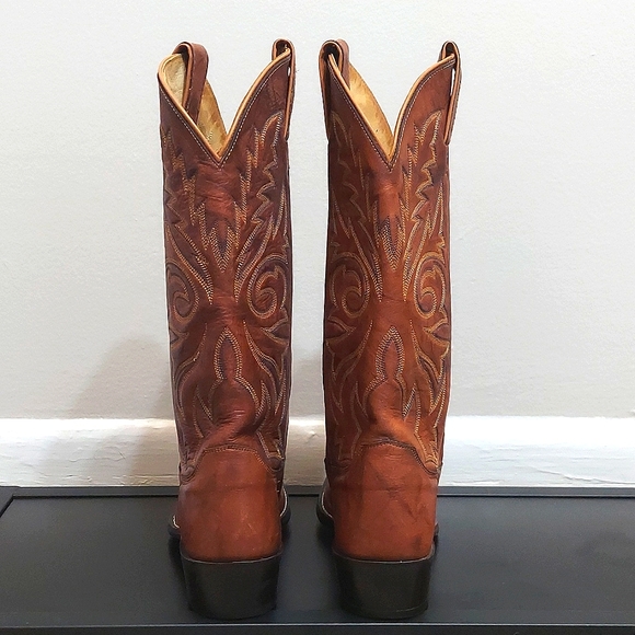 Size 7 D Justin's 1560 Leather Pointed Toe Cowboy Western Boots Men's - Picture 2 of 8